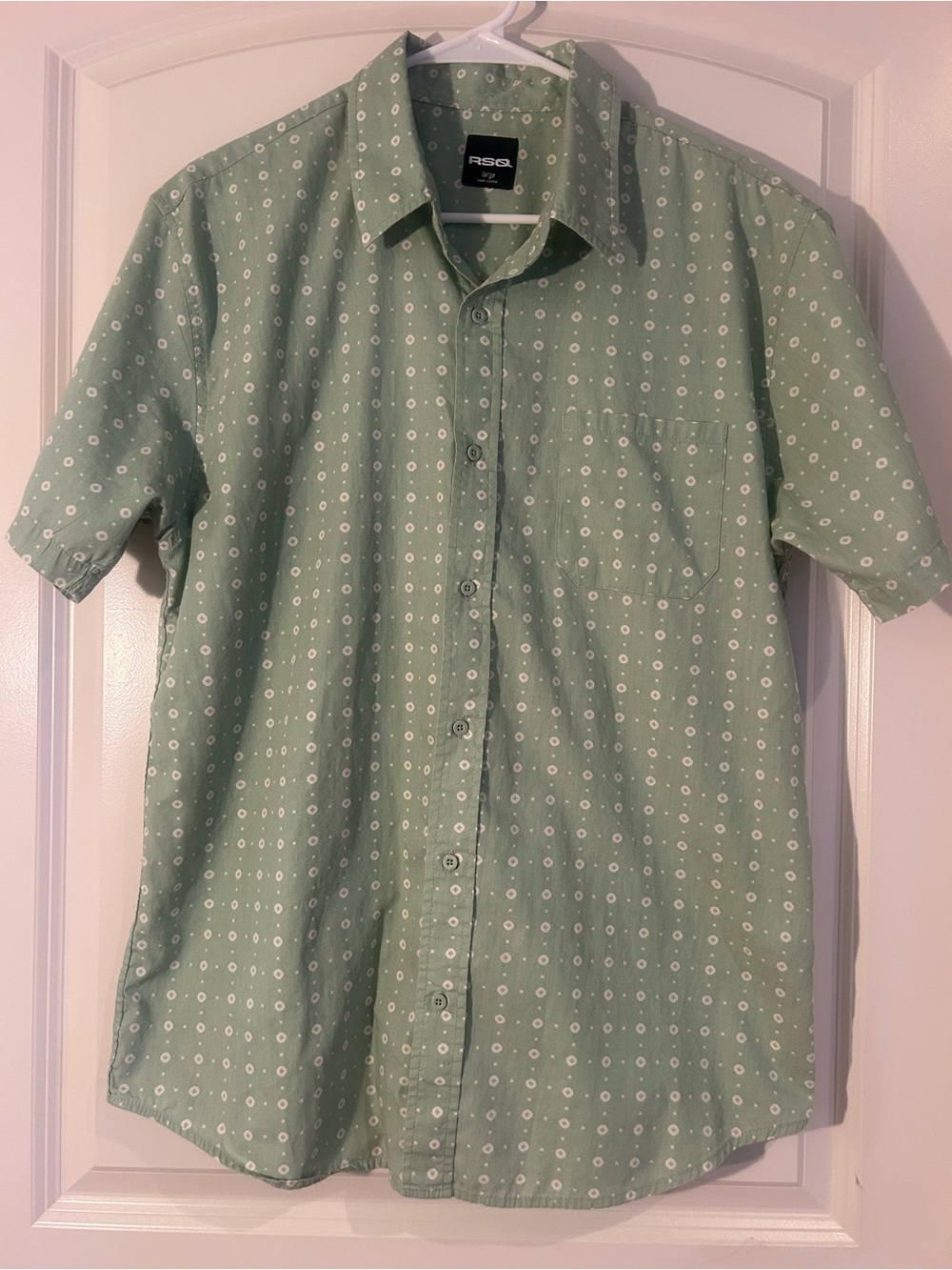 RSQ Light Green Short-Sleeve Printed Button-Up Shirt